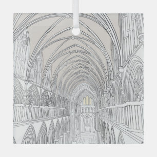 Inneres der Kathedrale von Salisbury   Zeichnend L Ornament Aus Glas