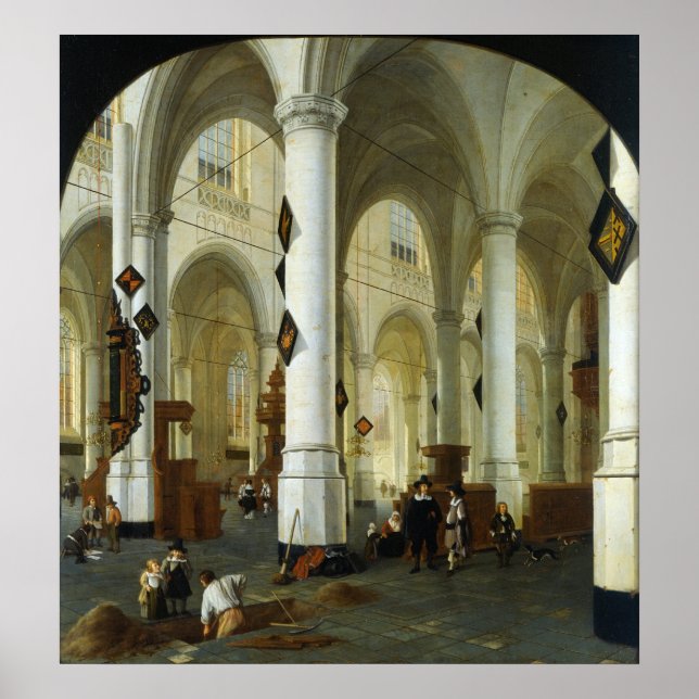Inneres der Oude Kerk in Delft Poster (Vorne)