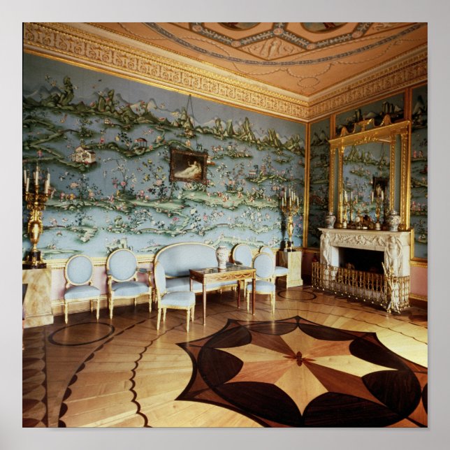 Inneres des chinesischen blauen Zeichnend Raumes Poster (Vorne)