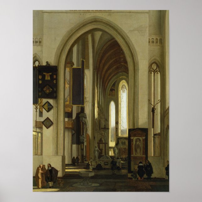 Inneres einer Kirche mit Figuren, 1685 Poster (Vorne)