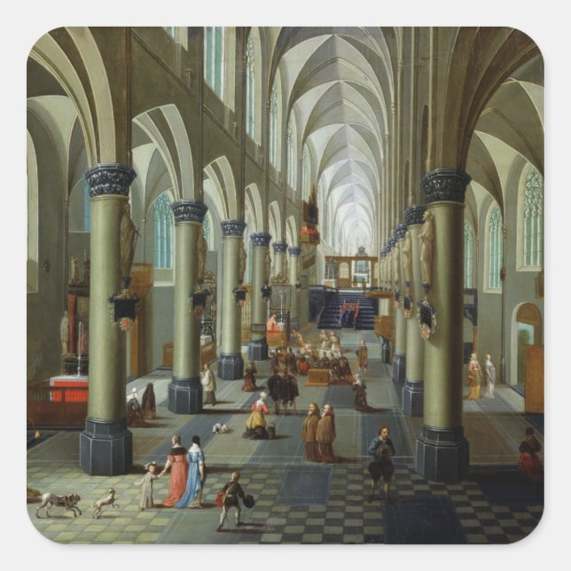 Inneres einer Kirche Quadratischer Aufkleber (Vorderseite)