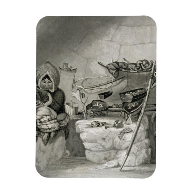 Inneres einer Schneehütte von Eskimo, Winterinsel  Magnet (Vertikal)