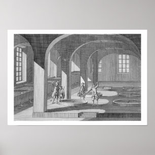 Inneres einer Seifenfabrik, Illustration für ein e Poster
