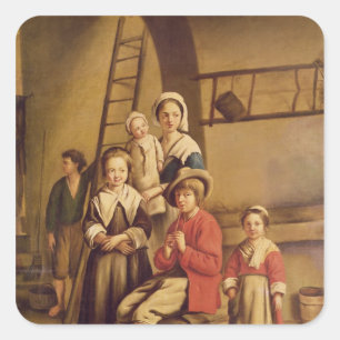 Inneres eines Barns Quadratischer Aufkleber