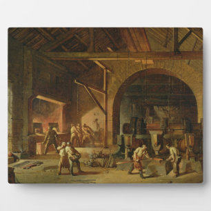 Inneres eines Eisenwerks, 1850 (Öl auf Leinwand) Fotoplatte