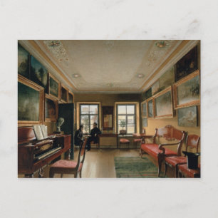 Inneres eines Manor House, 1830er Postkarte