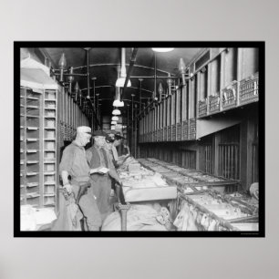 Inneres eines Postzuges 1910 Poster