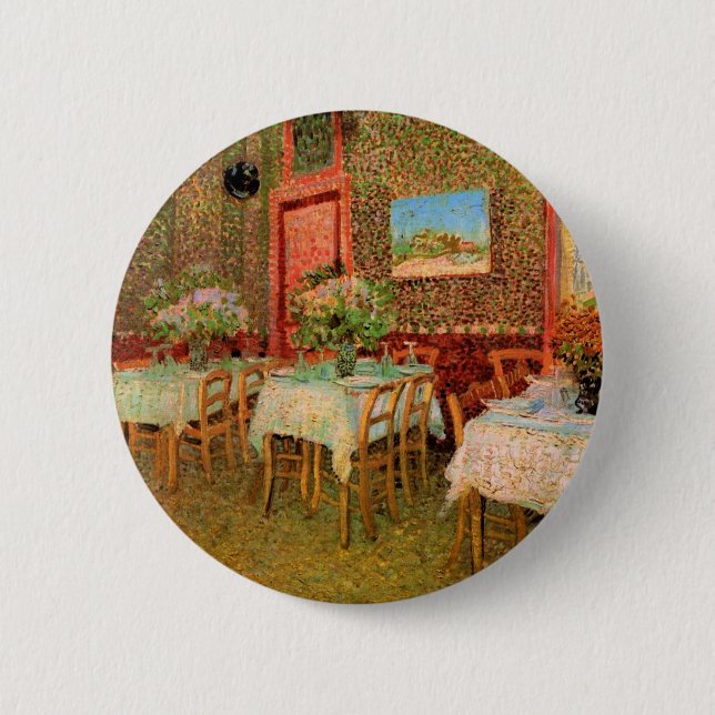 Inneres eines Restaurants von Vincent van Gogh Button (Vorderseite)