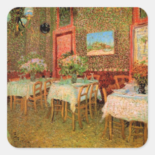 Inneres eines Restaurants von Vincent van Gogh Quadratischer Aufkleber
