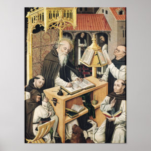 Inneres eines Scriptoriums, Schule von Segovia Poster