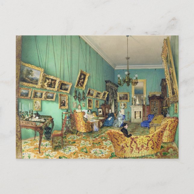 Inneres eines Wohnzimmers, 1847 Postkarte (Vorderseite)