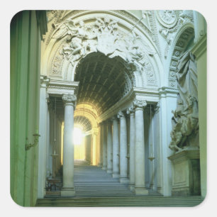 Inneres mit Blick auf die Treppe Quadratischer Aufkleber