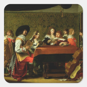 Inneres mit Musikern und Sängern Quadratischer Aufkleber