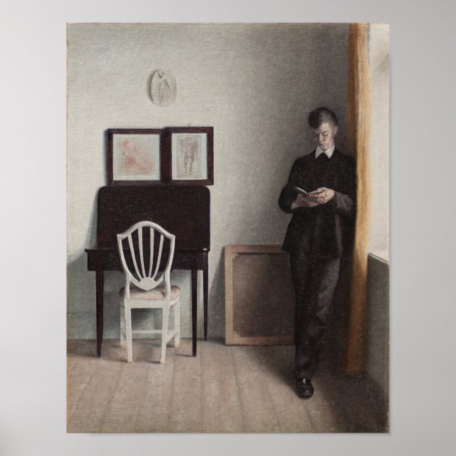 Inneres mit Young Man Reading Poster (Vorne)