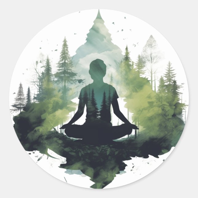 Innerhalb der Stille | Waldmeditation Runder Aufkleber (Vorderseite)
