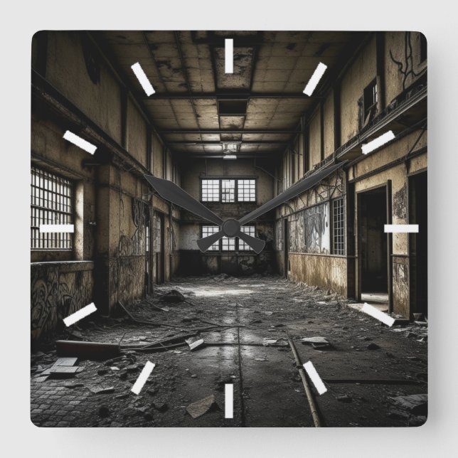 Innerhalb einer Station, die verlassen wurde Quadratische Wanduhr (Vorderseite)