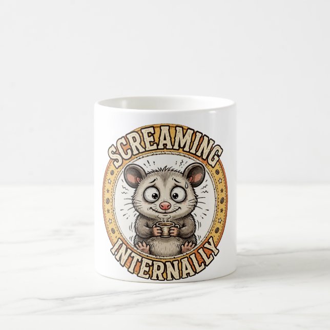 Innerlich schreiend – Lustiger Opossum Kaffeetasse (Mittel)