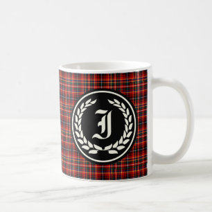Innes Clan Red Tartan Monogramm Tasse
