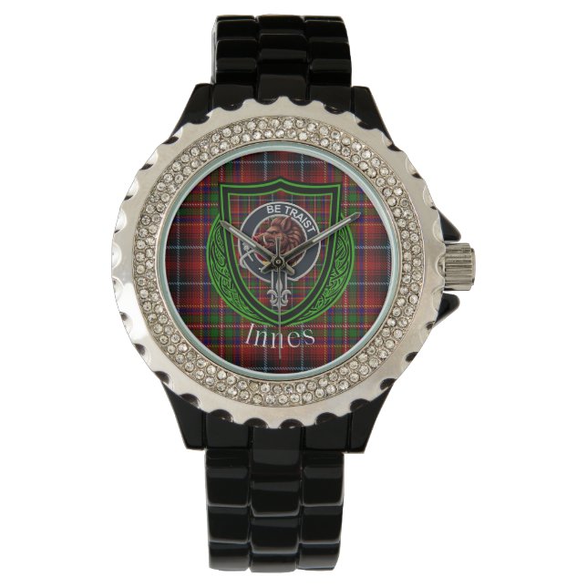 Innes Schottischer Clan-Tartan und Wappen Armbanduhr (Vorderseite)