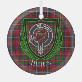Innes Scottish Clan Tartan & Crest Ornament Aus Glas
