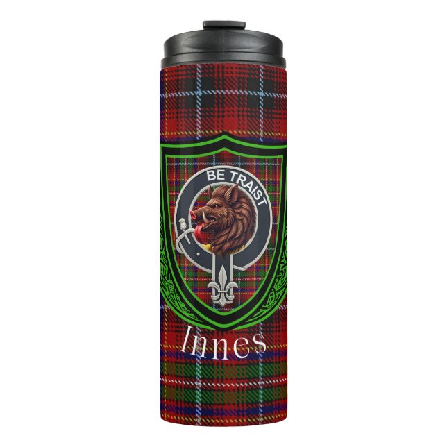Innes Scottish Clan Tartan & Crest Thermosbecher (Vorderseite)