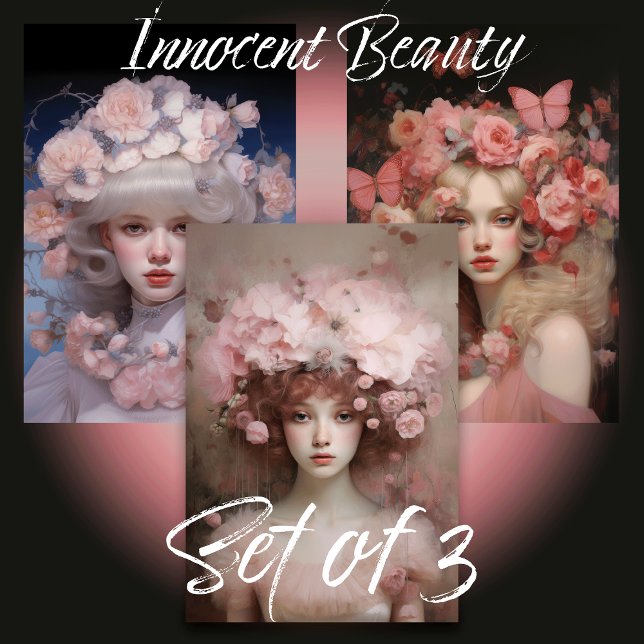 Innocent Beauty - Ein Frauenportrait und Blume Geschenkpapier Set (Innocent Beauty - A Woman's Portrait with Flowers)