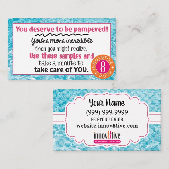 Innov8tive Posh Clear Water Samples Business Card Visitenkarte (Vorne/Hinten)