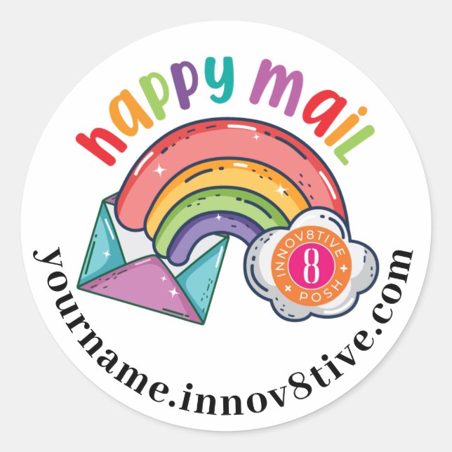 Innov8tive Posh Happy Mail-Aufkleber Runder Aufkleber (Vorderseite)
