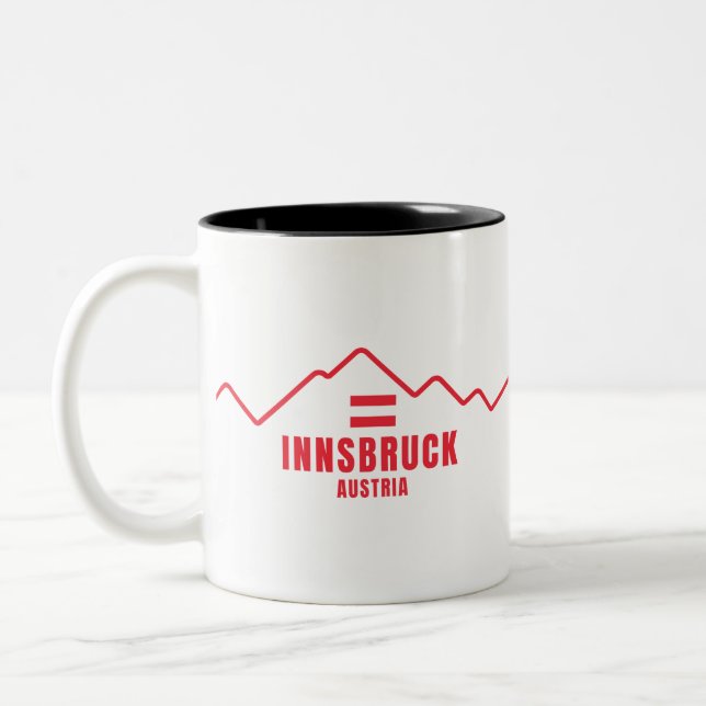 Innsbruck-Österreich-Flaggenberg Zweifarbige Tasse (Links)