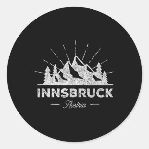 Innsbruck Österreich T-Shirt Vintage Skifahren Ret Runder Aufkleber