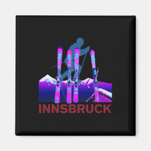 Innsbruck Skifahren und Snowboarden Retro 90er Inn Magnet