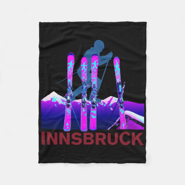 Innsbruck Skiing And Snowboarding Retro 90s Innsbr Fleecedecke (Vorderseite)