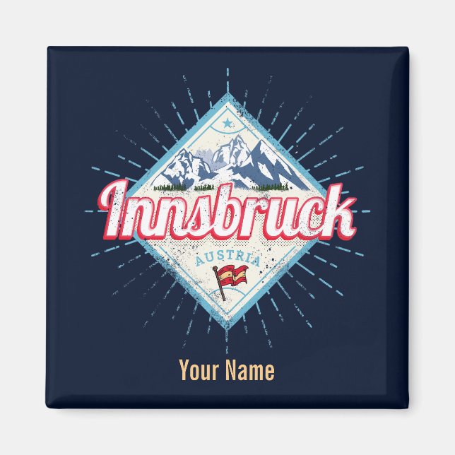 Innsbruck Tirol Österreich Retro Alpen Vintag Magnet (Vorne)