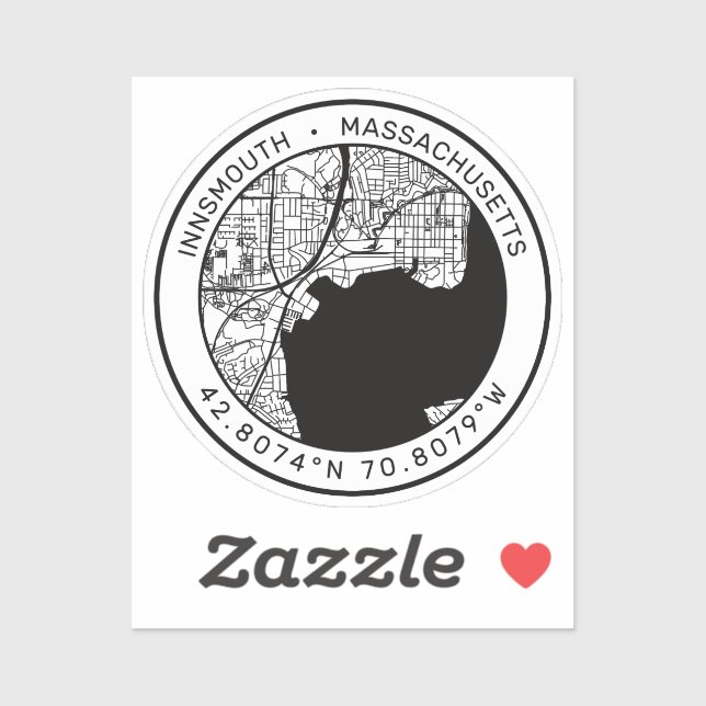 Innsmouth City Map Lovecraft Aufkleber (Blatt)