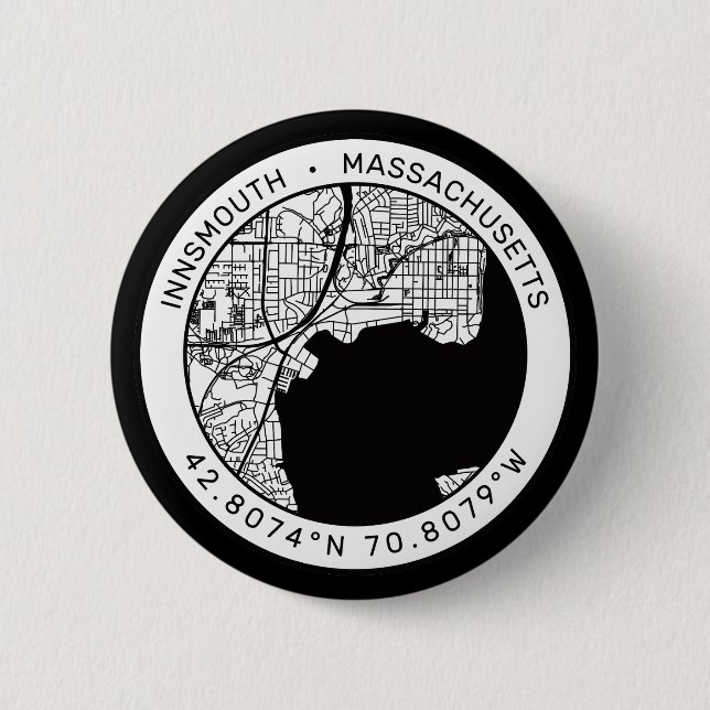 Innsmouth City Map Lovecraft Button (Vorderseite)