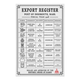 Innsmouth-Frachtmanifest Vintage Tiefsee Poster