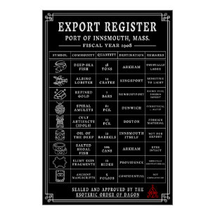 Innsmouth-Frachtmanifest Vintage Tiefsee Poster