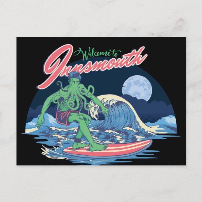 Innsmouth Surfing Lovecraft Feiertagspostkarte (Vorderseite)