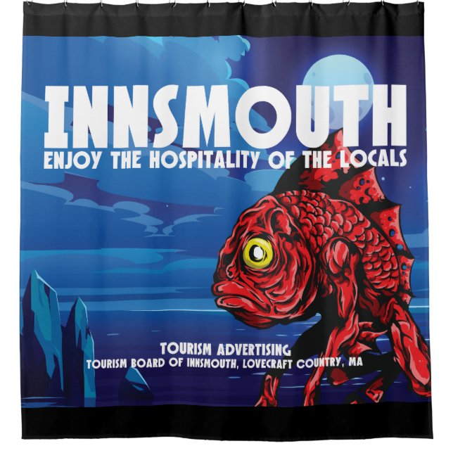 Innsmouth Vintage Travel Poster Lovecraft Duschvorhang (Vorderseite)
