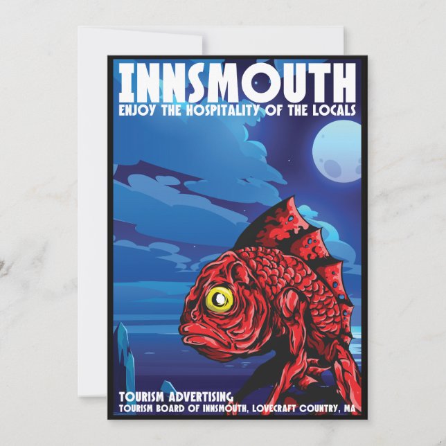 Innsmouth Vintage Travel Poster Lovecraft Einladung (Vorderseite)