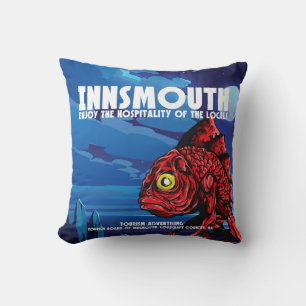 Innsmouth Vintage Travel Poster Lovecraft Kissen
