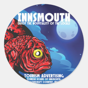 Innsmouth Vintage Travel Poster Lovecraft Runder Aufkleber