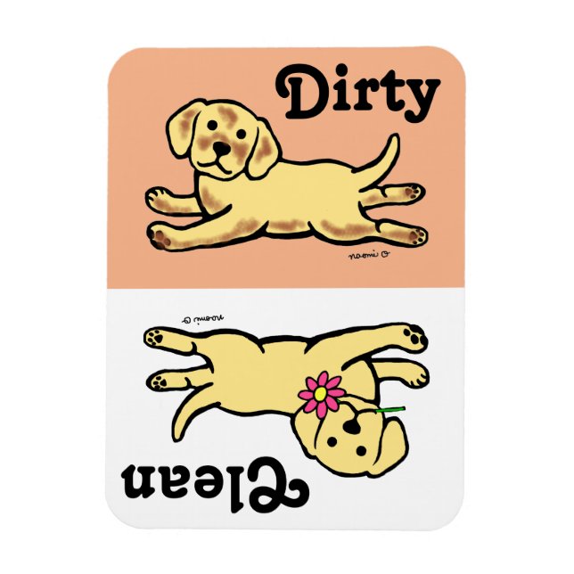 Inocent Yellow Labrador Puppy Cartoon Magnet (Vertikal)