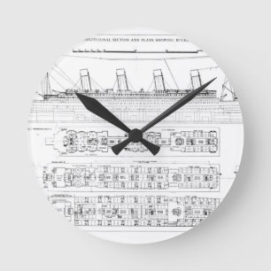 Inquiry into the Loss of the Titanic: Cross sectio Runde Wanduhr