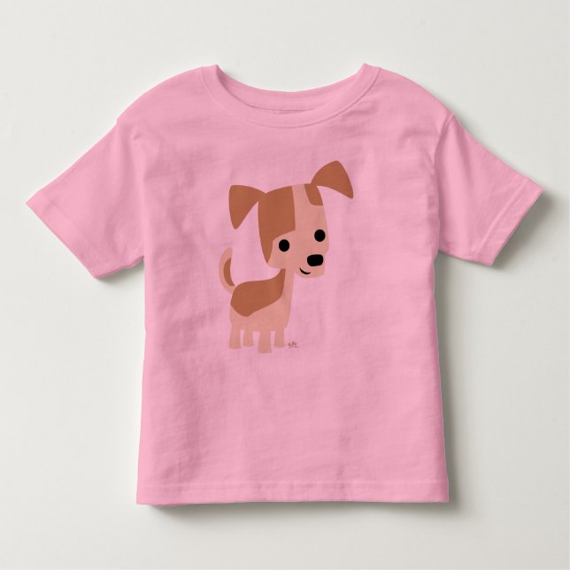 Inquisitive kleine Hund Cartoon Kleinkind T - Shir Kleinkind T-shirt (Vorderseite)