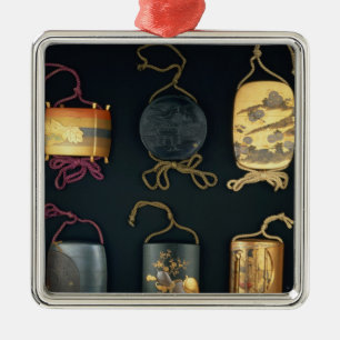 Inro-Hüllen, 19. Jahrhundert Silbernes Ornament