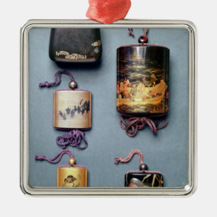 Inro- und Tabakbeutel Silbernes Ornament