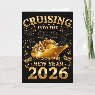 Ins neue Jahr 2026 cruisen Frohes Neues Jahr Fam Karte