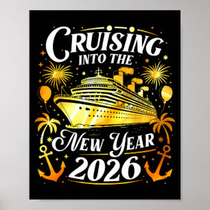 Ins neue Jahr 2026 cruisen Frohes neues Jahr Fam Poster