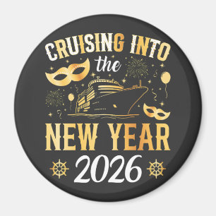 Ins neue Jahr 2026 cruisen Kreis Magnet